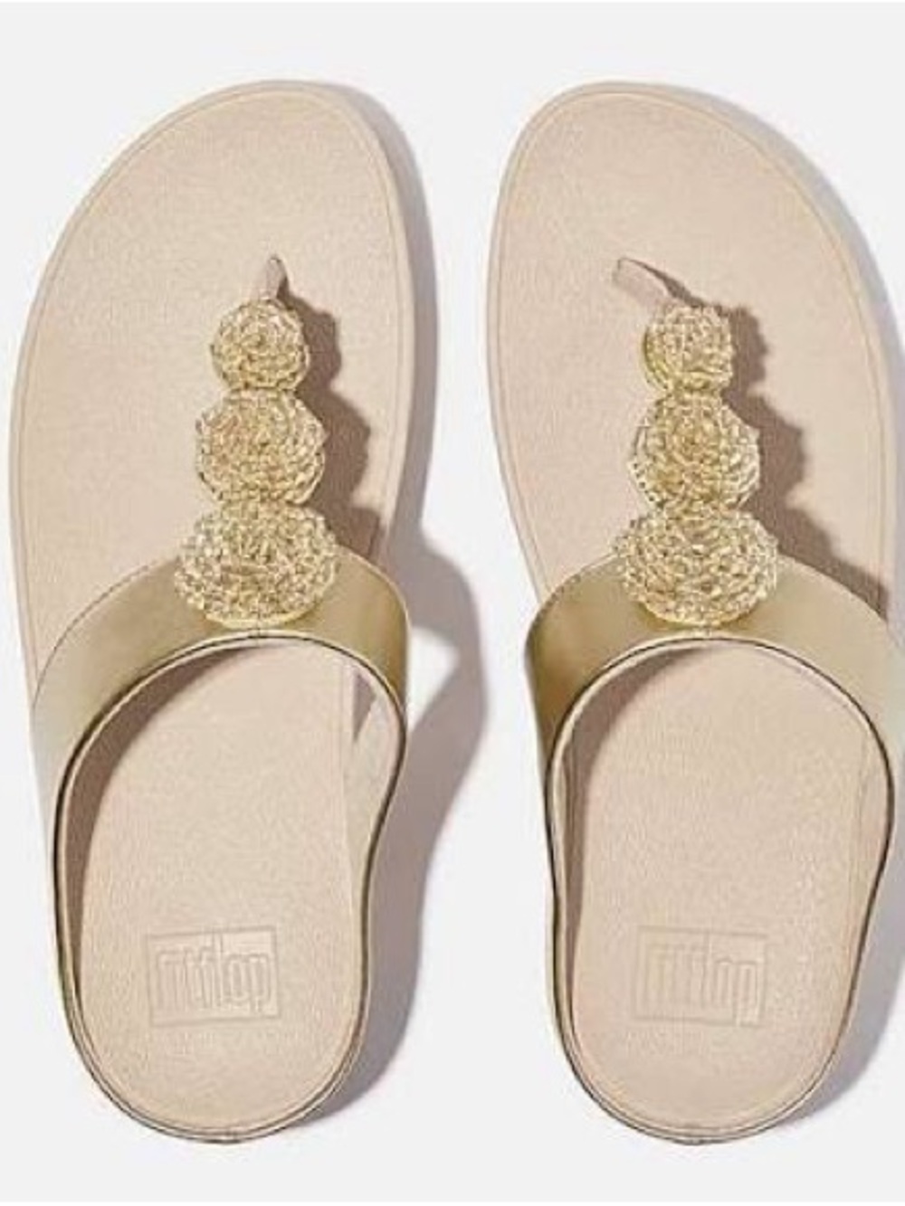 Fitflop Rose Gold Jeweled Thong Sandals Size 8 NEW